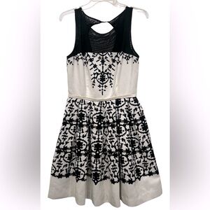 Taylor mesh net neck line flare dress